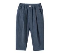 Volunboy Ragazzi Pantaloni Larghi in Velluto a Coste con Vita Elasticizzata e 3 Tasche per Bambini(Taglia 100,3-4 Anni,Grigio Blu