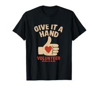 Volunteer Squad Give It A Hand Wood Text Thumb Up Rosso Crema Maglietta