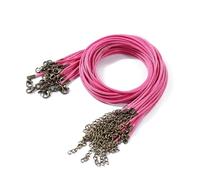 VOLURE Cordoncino Piatto Intrecciato in Pelle, Collana con Cordino in Pelle Cerata Multicolore da 10 Pezzi, 1,5-2,0 mm x 50 cm, con Chiusura a moschettone(Rose Red,1.5mm x 50cm)