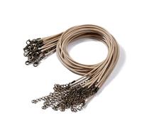 VOLURE Cordoncino Piatto Intrecciato in Pelle, Collana con Cordino in Pelle Cerata Multicolore da 10 Pezzi, 1,5-2,0 mm x 50 cm, con Chiusura a moschettone(Khaki,2.0mm x 50cm)