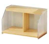 VOLURE Libreria da scrivania in legno e acrilico ondulato | 14,1x7,8x8,6 pollici, dormitorio for casa e ufficio: spazio aperto minimo in acrilico ondulato in legno