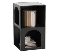 VOLURE Libreria verticale a due piani in ferro | Portaoggetti a 2 livelli in bianco e nero: for l'angolo del soggiorno, lo studio, la cucina e l'ufficio.(Black)