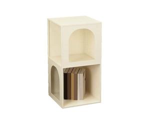 VOLURE Libreria verticale a due piani in ferro | Portaoggetti a 2 livelli in bianco e nero: for l'angolo del soggiorno, lo studio, la cucina e l'ufficio.(White)