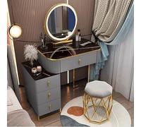 VOLURE Set da toeletta, Makeup Vanity Desk Set With Mirror Stool Drawers Multicolor 50-70 cm(E,70 cm)