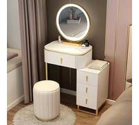 VOLURE Set da toeletta, Touch Control Mirror Vanity Set For Bedroom Bathroom With Round Stool Gray And White