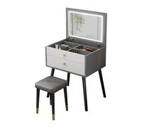 VOLURE Set da toeletta, Vanity Set Adjustable Folding Mirror Rolling Stool 3 Color Dimmable White Gray(Gris)