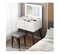 VOLURE Set da toeletta, Vanity Set Adjustable Folding Mirror Rolling Stool 3 Color Dimmable White Gray(White)