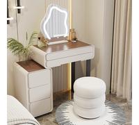 VOLURE Set da toeletta, Vanity Set With Mirror Makeup Stool Drawers Multicolor 50-70cm(Tipo B,50cm/19.7in)