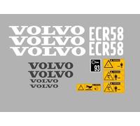 Volvo ECR58 Escavatore Completo Decalcomania Set Con Attenzione Decalcomanie