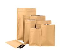 VOLWCO 100 Pezzi Sacchetti di Kraft Carta Richiudibili con Foglio di Mylar Rivestito, con Chiusura a Cerniera, Buste for Alimenti Imballaggio for Chicco di caffè Foglia, Biscotti(6x8cm)