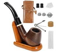 Vomdeson Pipa per Tabacco, Set di Pipa in Legno di Ebano fatte a Mano, Set di Pipa perfetto per i Principianti con Set Regalo e Accessori.