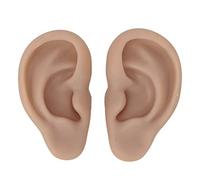 Vomeko 1 paio di modelli di orecchie in silicone, modelli di orecchio umano, modelli morbidi e flessibili per la pratica del piercing all'orecchio protesico sinistro e destro(Pelle scura)
