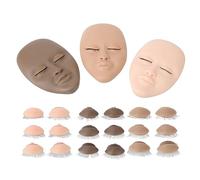 Vomeko 3pcs Practice Skin Head,Lash Mannequin Head, Eyelash Extension Practice Doll Head with Replaceable Eyelid Single Layer Lashes