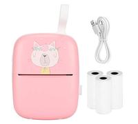 Vomeko Mini Printer Hand Held Portable Pocket Student Wrong Question Photo Printing Equipment,forWorking Listing, Notes, Journal, Travel (Pink (with silicone rope))