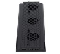 Vomeko Supporto di raffreddamento verticale - Compatibile con X Box One X, supporto ventola di raffreddamento, torre di archiviazione per giochi alimentata USB con 3 porte di ricarica USB 2.0 e barra