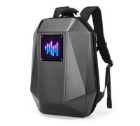 Vomeko Zaino LED Borsa a tracolla multifunzionale con guscio rigido per PC di grande capacità per moto da esterno Ciclismo Display a colori 48x48, ricarica USB, nero opaco