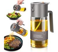 VOMEP Spruzzatore per olio per cucinare, 2025 grande bottiglia avanzata per olio d'oliva, 500 ml, spruzzatore di olio d'oliva in vetro, spray 2 in 1 uniforme con controllo delle porzioni per cucina