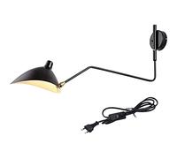 VOMI Lampada Industriale Vintage, Braccio Girevole Lampada da Parete Regolabile a Braccio Lungo, 1 Fiamma E27 Lampada da Comodino Paralume in Metallo Illuminazione da Parete in Stile Retrò, Nero