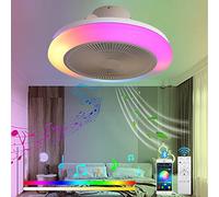 VOMI Lampada Soffitto con Ventilatore Telecomando Dimmerabile LED RGB Plafoniera con Bluetooth Altoparlante Ventilatore da Soffitto con Lampada Cambia Colore Silenzioso Ventilatore per Camera da Letto