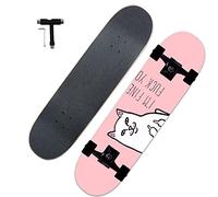 VOMI Skateboard Principiante, 78x19cm Skate Completo, 7 Strati di Acero Doppio Kick Deck Concavo Trick Cruiser, per Bambino Adolescenti Adulto, con T-Tool, Il Peso caricabile è di 150KG