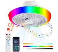 VOMI Ventilatore da Soffitto con Luce RGB Plafoniera con Ventilatore e Telecomando APP LED Dimmerabile Lampadario Ventilatore da Soffitto con Bluetooth Altoparlante 6 Velocità Ventilatori