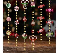 Vomika 3 pezzi Decorazioni per feste Candy, Ghirlanda di lecca-lecca Sweet Candy Cane, Striscione decorativo in carta, per albero di Natale, caminetto Forniture per feste natalizie a casa