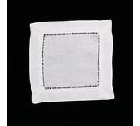 VOMOP 120 Pezzi Bianco Lino Cotone Orlo a Giorno tovaglioli da Cocktail 6"X 6" / 4"X 4" sottobicchieri di Stoffa Punto Orlo a Scala