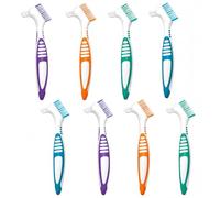 Vomroju Set di 8 spazzole per protesi dentarie per denti falsi, spazzolini da denti con design a doppio lato, spazzola per la pulizia della protesi con setole morbide multistrato e manico in gomma
