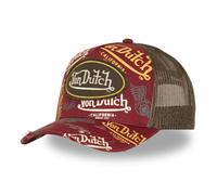 Von Dutch Berretto da baseball caffè/rosso/marrone | Chiusura snapback, inserto in rete posteriore, 50% cotone, 50% poliestere, visiera curva, toppa con logo ricamato