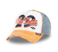Von Dutch Berretto da baseball per adulti con teschio retrò ricamato effetto invecchiato, bianco, arancione e blu, Taglia unica