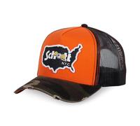 Von Dutch Cappellino da uomo e da donna x Schott, berretto Trucker regolabile con Snapback, Cachi/Nero/Arancione, Taglia unica
