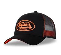 Von Dutch Cappellino da uomo e da donna regolabile, berretto da Trucker DOM, nero/arancione, Taglia unica