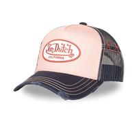 Von Dutch Cappellino Trucker in cotone e rete, blu scuro e rosa, regolabile, design California con toppa ricamata, protezione solare, stile vintage e surf, 19 x 19 x 12 cm, unisex