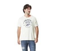Von Dutch Maglietta da uomo girocollo con logo Rules, Ecru/Blu, L
