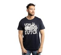 Von Dutch T-shirt girocollo in cotone uomo Logo, blu/bianco, 3XL