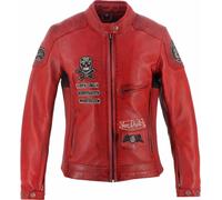 Von Dutch X Helstons Pretty Giacca in pelle da moto da donna, rosso, taglia M per donne