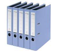 von Leitz 10561030 - Confezione da 5 raccoglitori formato A4, con copertina in plastica, larghezza dorso 50 mm, per 350 fogli, in cartone certificato FSC, per scuola, studio e casa, azzurro