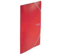 von Leitz, 30070025 - Cartellina con elastico, formato A4, in plastica PP, per 150 fogli, 3 alette con elastico, con stampa moderna, raccoglitori leggeri per scuola e casa, 5 pezzi, colore: rosso