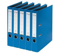VON Leitz Leitz Leitz 10561035 - Cartella in cartone con copertina in plastica, larghezza dorso 50 mm, per 350 fogli, in cartone certificato FSC, per scuola, studio e casa, blu, confezione da 5