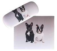 VON LILIENFELD custodia per occhiali bulldog francesi motivo occhiali microfibra occhiali panno pulizia occhiali scatola robusta hardcase set coperto con tessuto, Grigio
