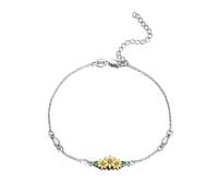VONALA Bracciale con girasole, in argento Sterling 925, regolabile, semi di girasole, ciondolo a forma di girasole, regalo per donne e figlie, 7, Argento sterling, Senza Gemstone