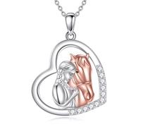 VONALA Collana con ciondolo a forma di cuore in argento Sterling 925 con ciondolo a forma di cuore per cane/gatto/cavallo, idea regalo per gli amanti degli animali domestici, Argento sterling