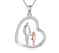 VONALA Collana con ciondolo a forma di cuore, in argento Sterling 925, per festa della mamma/papà, regalo per papà, madre, figlia, Argento sterling