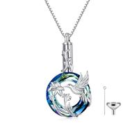VONALA Collana con urna a forma di animale, in argento Sterling 925, con elefante, farfalla, cane, colibrì, collana ricordo, gioiello per cremazione, regalo commemorativo per donne e ragazze, 20