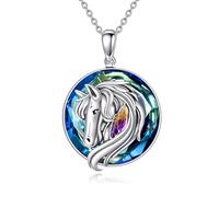 VONALA Collana in argento Sterling con ciondolo a forma di cavallo, da donna, con ciondolo in cristallo per la mamma, regalo di compleanno per lei e anniversario