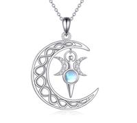 VONALA Collana in argento Sterling con tripla dea della luna originale, ciondolo in pietra di luna amuleto, idea regalo per donne