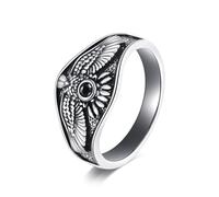 VONALA Eagle - Anello da uomo in argento Sterling, con zirconi neri, 8 misure, per papà, aquila, regalo per compleanni, anniversari, per lui