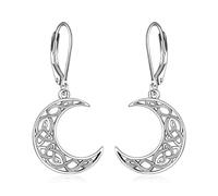 VONALA Orecchini pendenti celtici in argento Sterling con luna, idea regalo per donne e ragazze, Argento Argento sterling, Nessuna pietra preziosa
