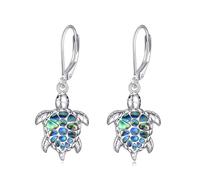 VONALA Orecchino da donna a forma di tartaruga marina, in argento Sterling 925, con conchiglia di abalone e chiusura a monachella, gioiello regalo per lei