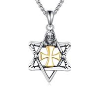 VONALA POPLYKE - Collana in argento Sterling con ciondolo a forma di serpente con fede, spada, serpente, semi di senape, cavallo, lupo, martello di Thor, vichingo, occhi del diavolo, collana con